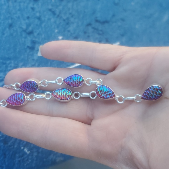 New Rainbow Titanium Magical Fantasy Scale 925 Silver Necklace. - Picture 10 of 13